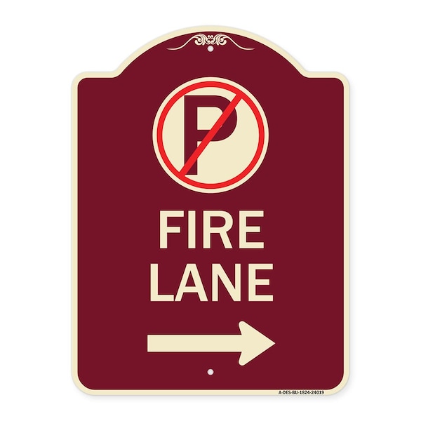 Signmission Fire Lane No Parking and Right Arrow Heavy-Gauge Aluminum Sign, 24" x 18", BU-1824-24019 A-DES-BU-1824-24019 - main